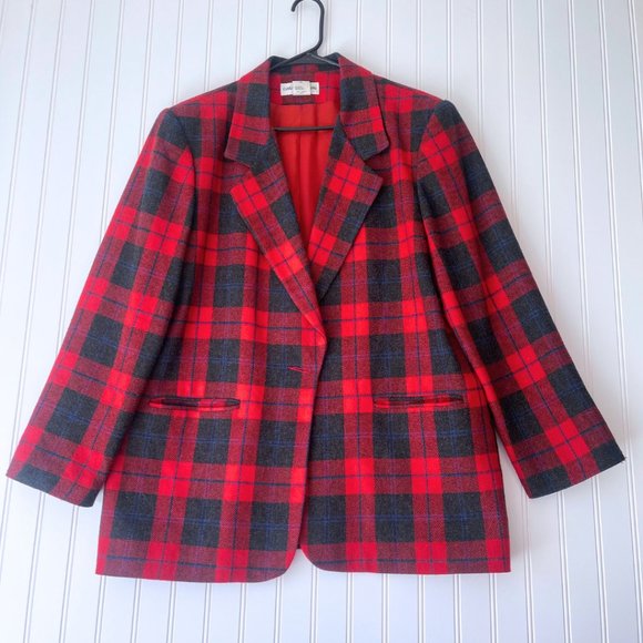 Cathy Daniels Jackets & Blazers - Vintage Wool Plaid Blazer Jacket size 16